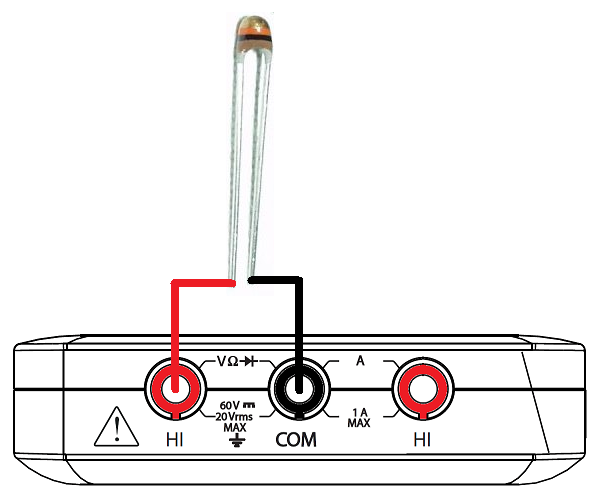 The thermistor is wired in a