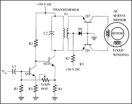 FIGURE 11-78 Output stages of a chopper amplifier for an AC servomotor.