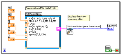 Figure 10: Using MathScript Node to Create State-Space Equation Figure 10: Using MathScript Node to Create State-Space Equation