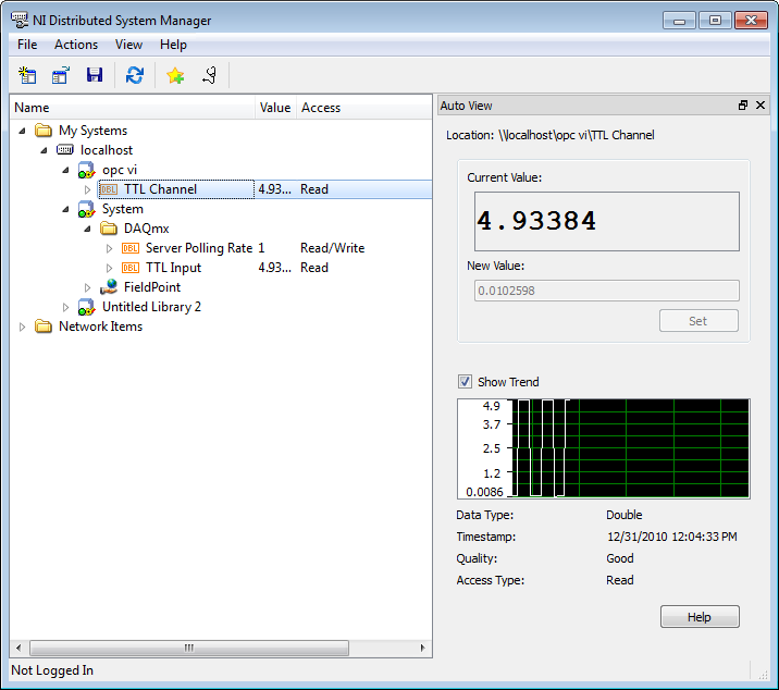 Using The Labview Network Published Shared Variable And Opc With Ni Daqmx National Instruments 6069