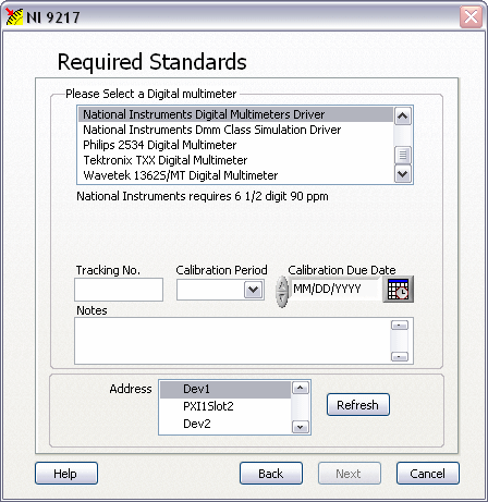 Required Standards dialog